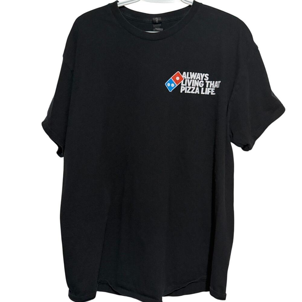 Gildan Domino’s Black Short Sleeve T-Shirt Always Living That Pizza Life Size XL